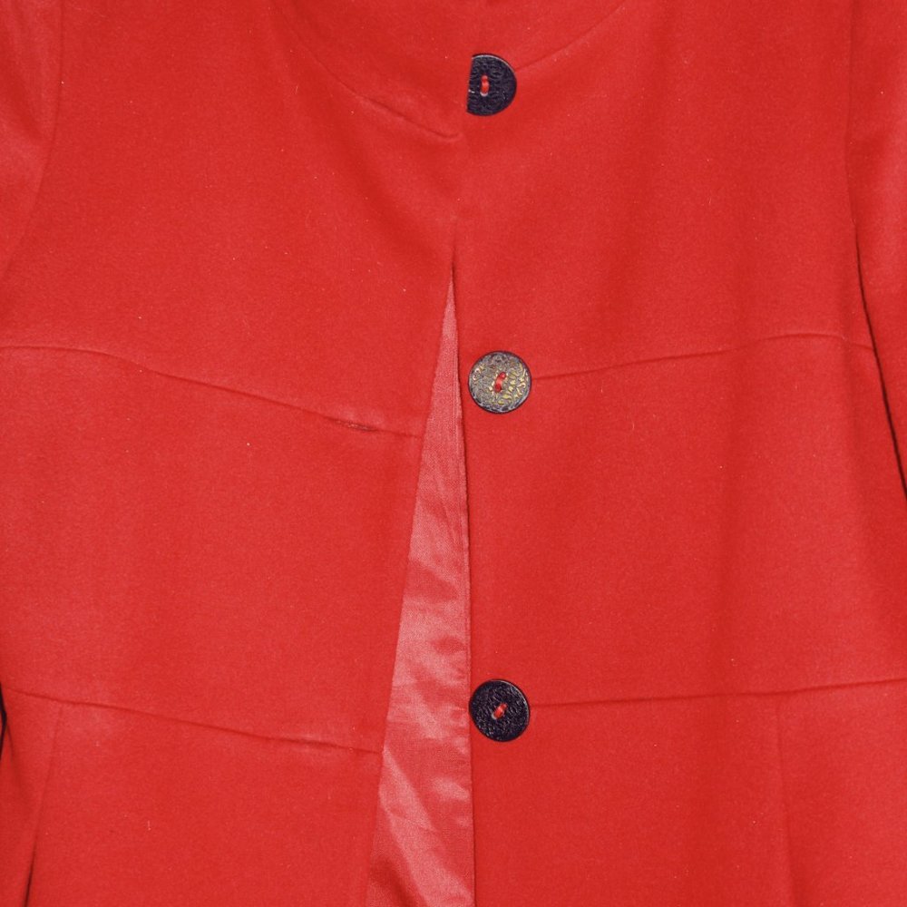 Tahari Red Wool 3/4 Trench Coat - Picture 5 of 7